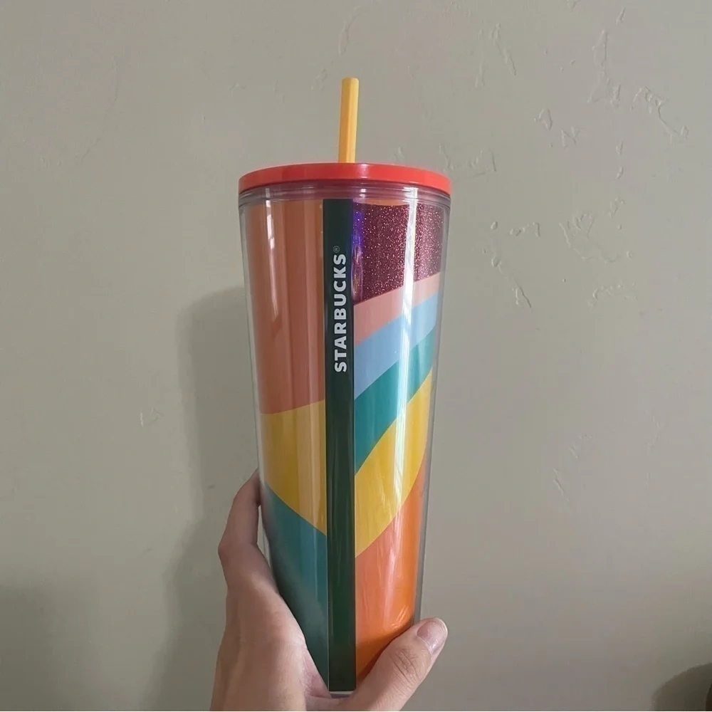 Starbucks 24 OZ NWOT 2020 Rainbow Pride Sparkle Tumbler